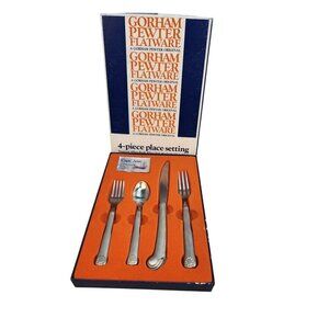 Gorham Pewter Flatware Cape Ann Pistol Grip 4-Piece Place Setting Teaspoon Knife